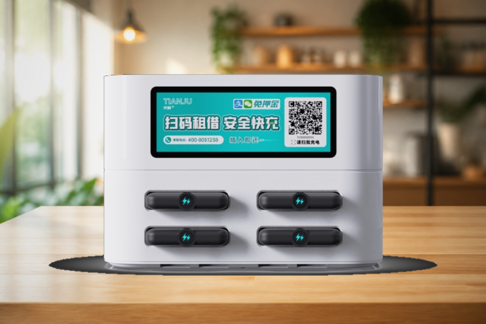 Tianju IoT 4-slot shared power bank charging station