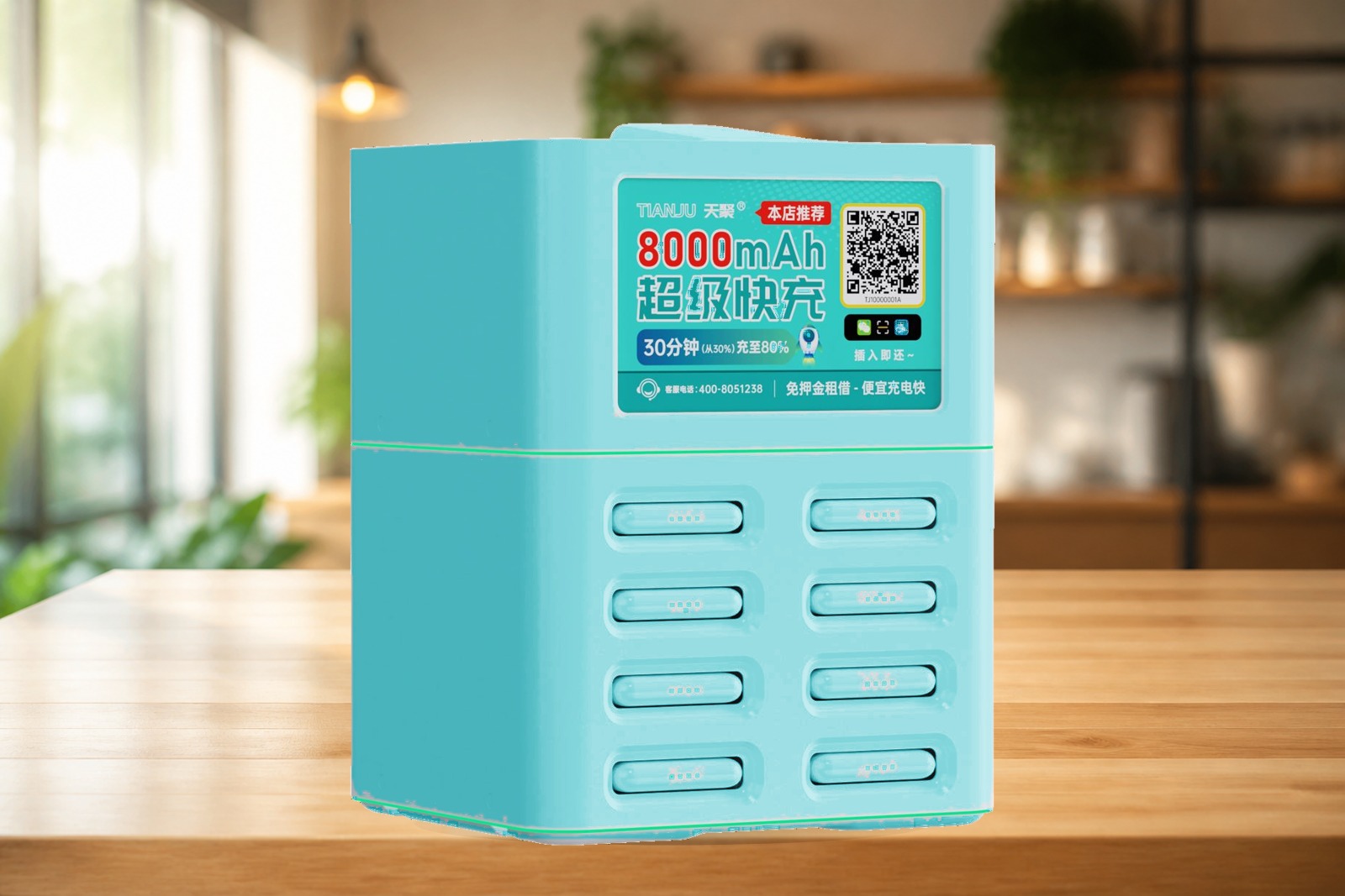 8-Slot Stackable Shared Power Bank Cabinet view 3 — Tianju IoT Shenzhen OEM