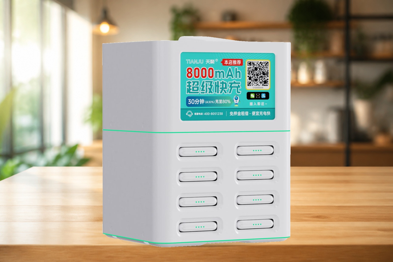 Tianju IoT 8-slot stackable shared power bank charging cabinet white
