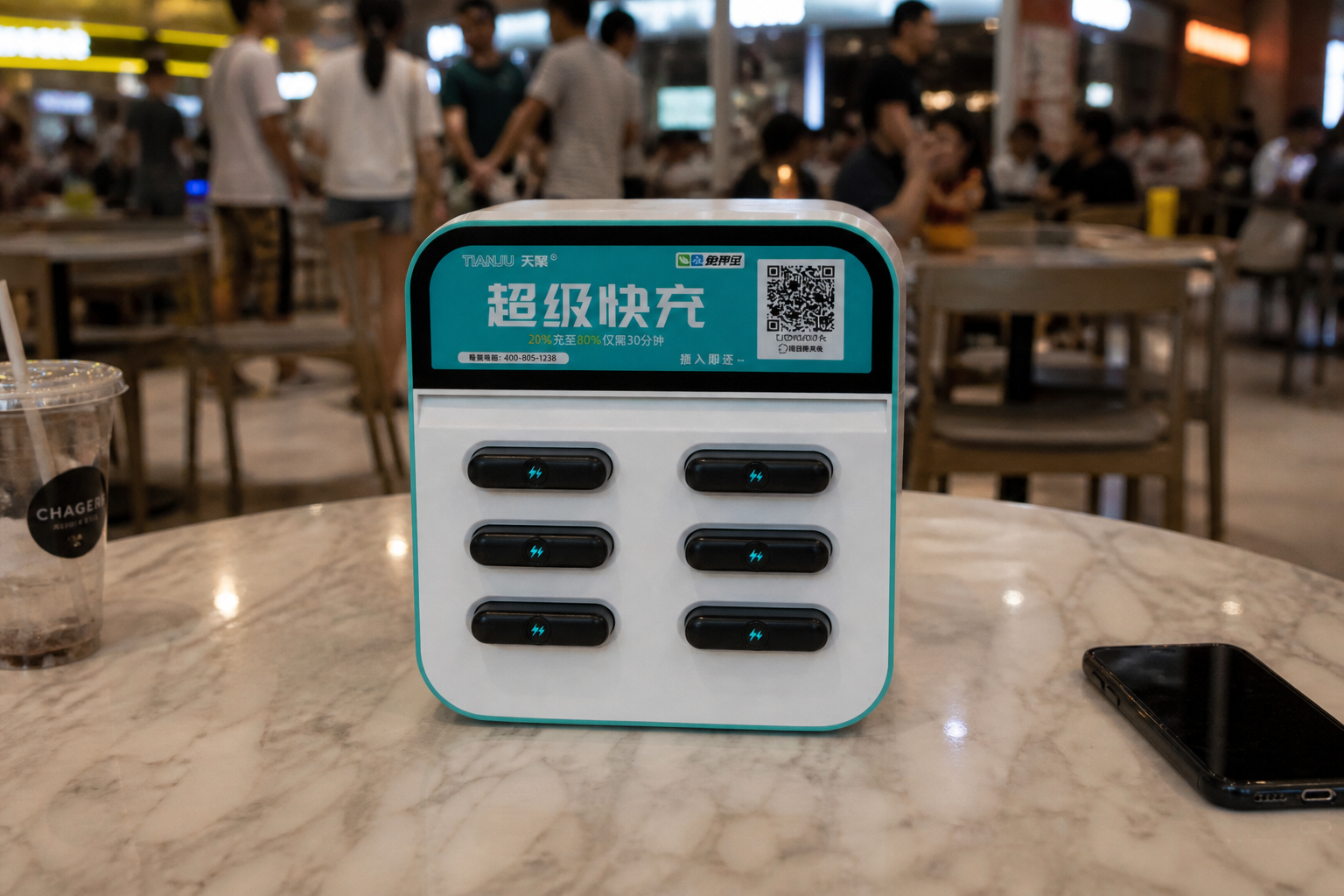 Shared power bank charging cabinet deployed in a Southeast Asia mall venue